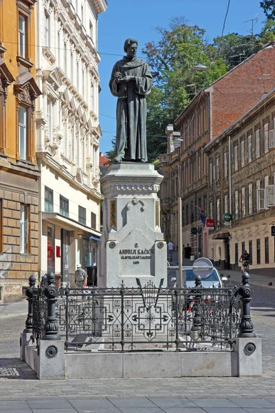 Zagreb Croazia Luglio 2020 Statua Andrija Kacic Miosic Poeta Frate — Foto Stock
