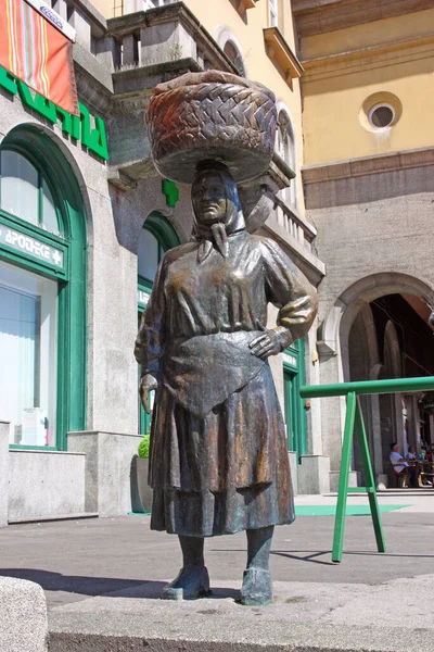 Zagreb Croatia July 2020 Statue Countrywoman Woven Basket Her Head — 图库照片