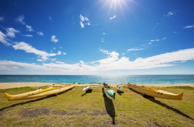 Outrigger Kano Hawaii plajda