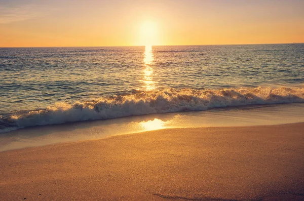 Cênico Pôr Sol Colorido Costa Mar Bom Para Papel Parede — Fotografia de Stock