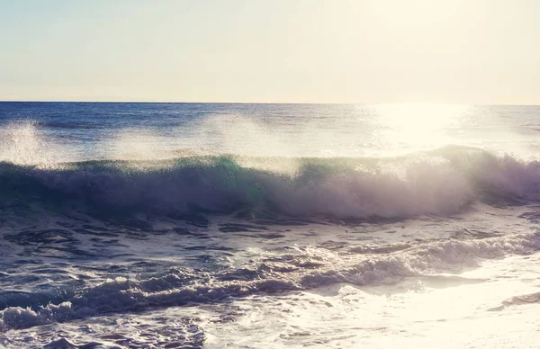 Blue Wave Beach Blur Background Sunlight Spots Peaceful Natural Background — Stock Photo, Image