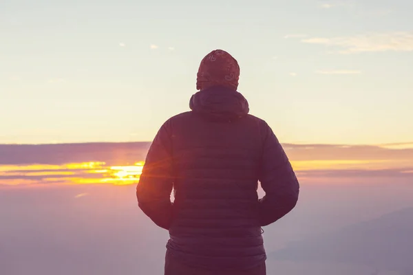 Silueta Hombre Atardecer — Foto de Stock