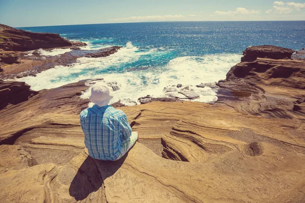 Uomo Nell Isola Oahu Hawaii — Foto Stock