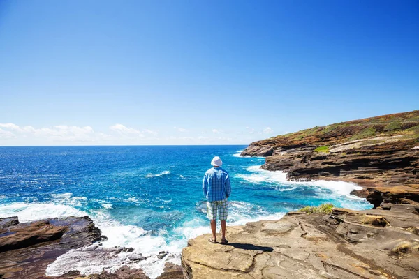 Homme Dans Île Oahu Hawaï — Photo