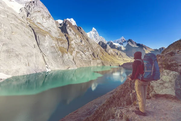 秘鲁科迪勒拉山的远足场景 — 图库照片