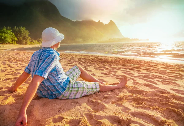 Krásná Scéna Tunelech Beach Ostrově Kauai Havaj Usa — Stock fotografie