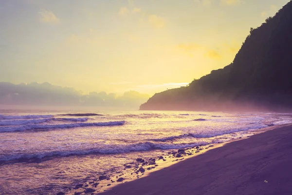 Niesamowite Hawajskiej Plaży Zachodzie Słońca Fantastyczne — Zdjęcie stockowe