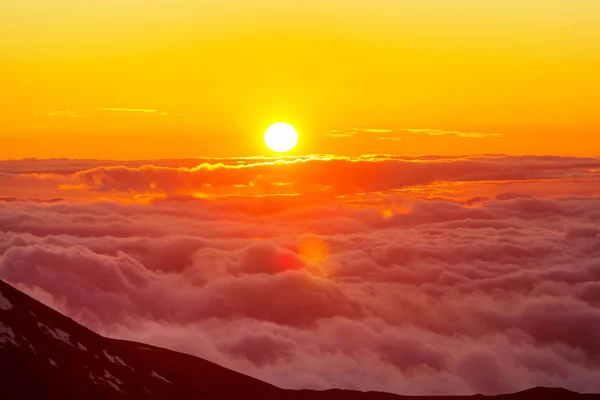 Coucher Soleil Sur Sommet Haleakala Hawaï — Photo