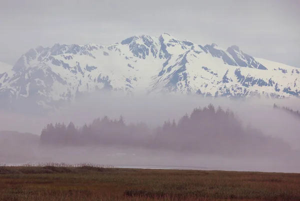 Schilderachtige Bergen Van Alaska Zomer Met Sneeuw Bedekte Massieven Gletsjers — Stockfoto