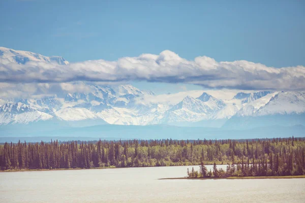Живописные Горы Аляски Летом Заснеженные Массивы Ледники Скалистые Вершины — стоковое фото