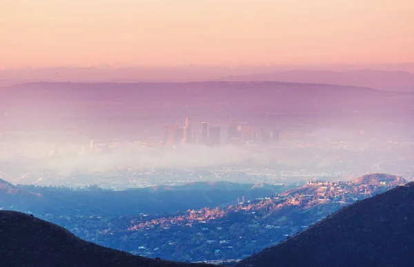 Ανατολή Του Ηλίου Στο Λος Άντζελες Άποψη Από Ψηλά — Φωτογραφία Αρχείου