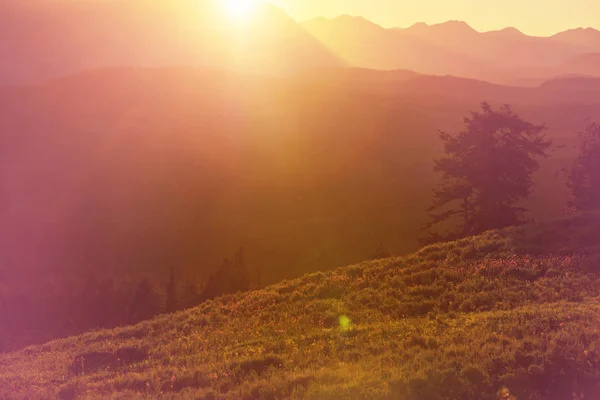 Pôr Sol Nas Montanhas — Fotografia de Stock