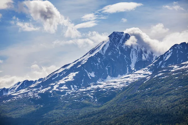 Pittoreska Alaska Bergen Sommaren Snötäckta Massiver Glaciärer Och Klipptoppar — Stockfoto
