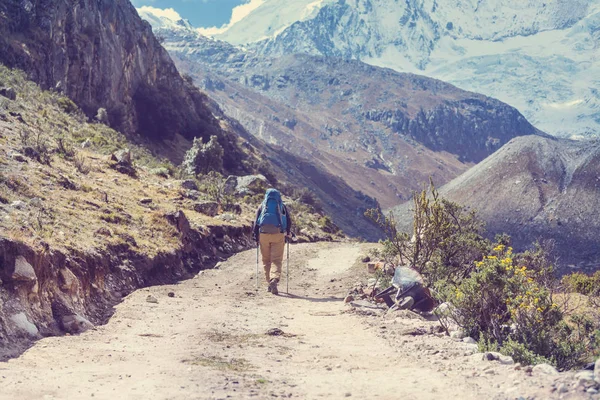 Hiking Scene Cordillera Mountains Peru — Stock Photo, Image