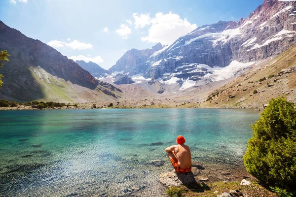 Krásné Klidné Jezero Fanns Hory Větev Pamir Tádžikistánu — Stock fotografie