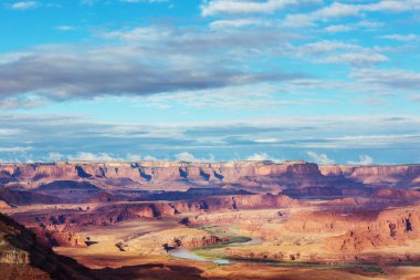 Canyonlands Ulusal Parkı 'nda yürüyüş, Utah, ABD.