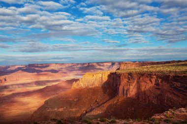 Canyonlands Ulusal Parkı 'nda yürüyüş, Utah, ABD.