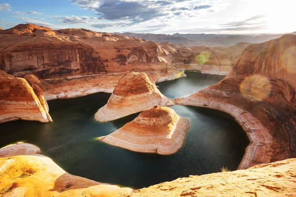 Lago Powell Atardecer Hermosos Paisajes Utah — Foto de Stock