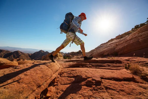 Caminhante Nas Montanhas Utah — Fotografia de Stock