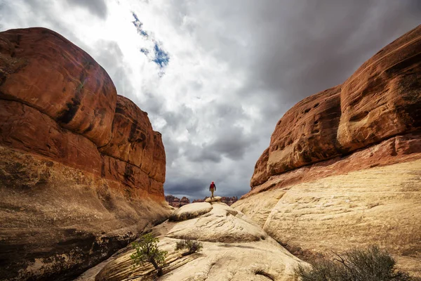 Caminhante Nas Montanhas Utah — Fotografia de Stock