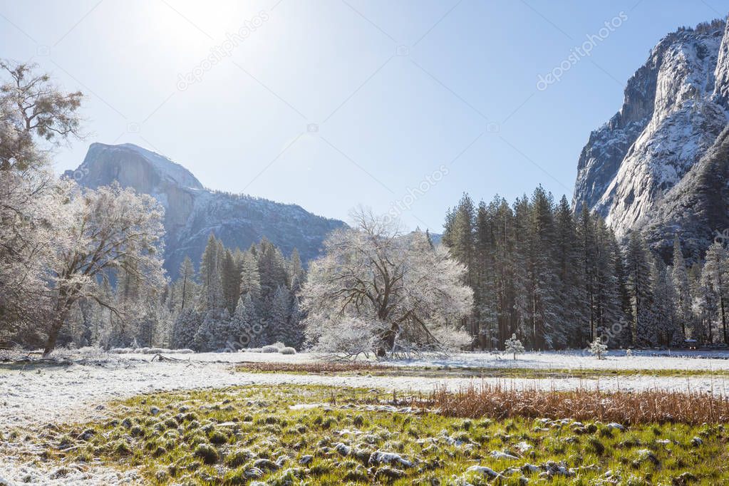 Winter season in Yosemite National Park, California, USA