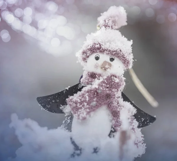 Téli Háttér Hóember — Stock Fotó