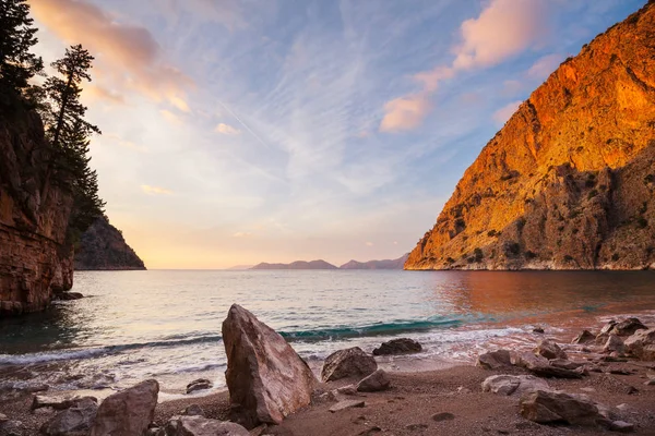 Kust Van Prachtige Zee Zonsondergang Turkije — Stockfoto