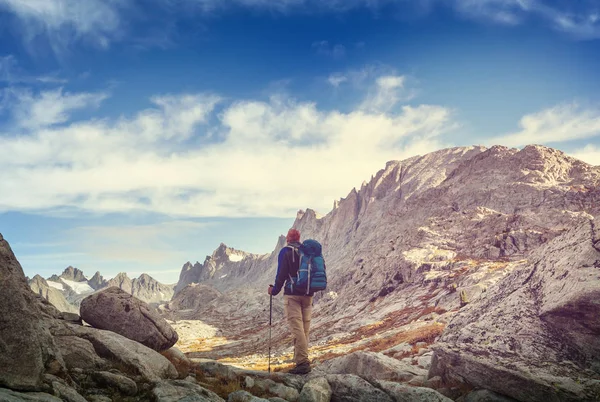 Hike in Wind River Range in Wyoming, USA. Autumn season.