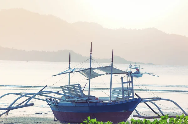 Bateau Traditionnel Philippin Dans Mer Île Palawan Philippines — Photo