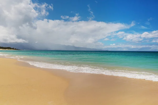 Increíble Playa Hawaiana Ola Océano Atardecer Amanecer Con Surfista Ola —  Fotos de Stock