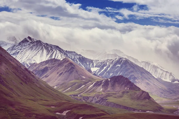 Picturesque Mountains Alaska Summer Snow Covered Massifs Glaciers Rocky Peaks — Stock Photo, Image