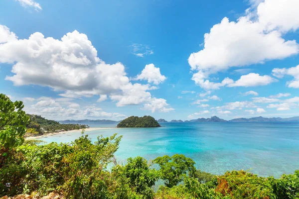 Vue Panoramique Imprenable Sur Baie Mer Les Îles Montagne Palawan — Photo