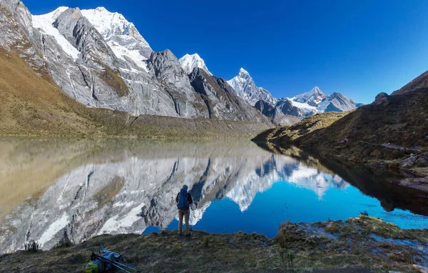 秘鲁科迪勒拉山的远足场景 — 图库照片