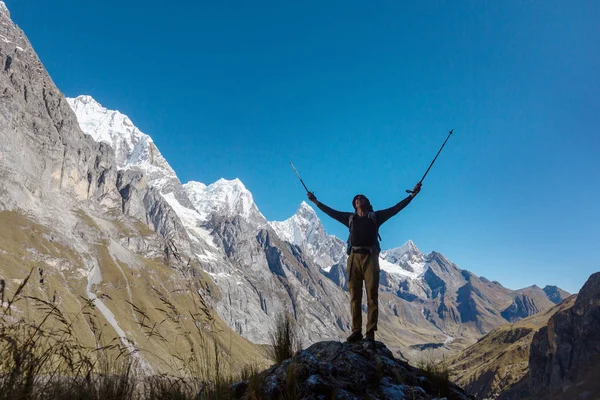 Hiking Scene Cordillera Mountains Peru — Stock Photo, Image