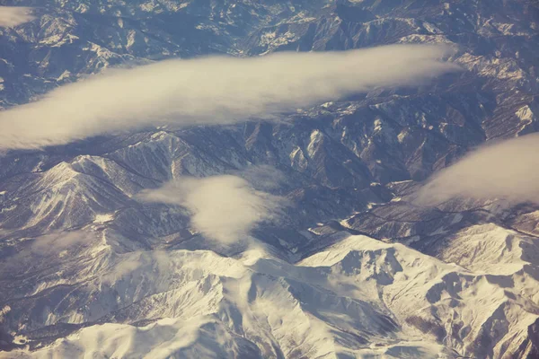 Luftaufnahme Von Flugzeugen Die Großer Höhe Fliegen Landschaft Von Oben — Stockfoto