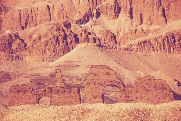 Незвичайні Пейзажі Єгипетський Сухий Гір Anciend Руїни Тонування Життя Кораловий — стокове фото