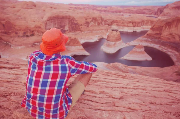 Unusual Natural Background Reflection Canyon Lake Powell Utah Usa Inspiring — Stock Photo, Image