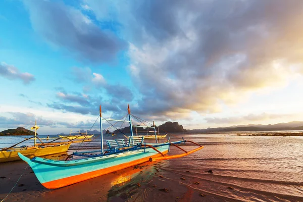 Barco Tradicional Filipino Mar Isla Palawan Filipinas — Foto de Stock