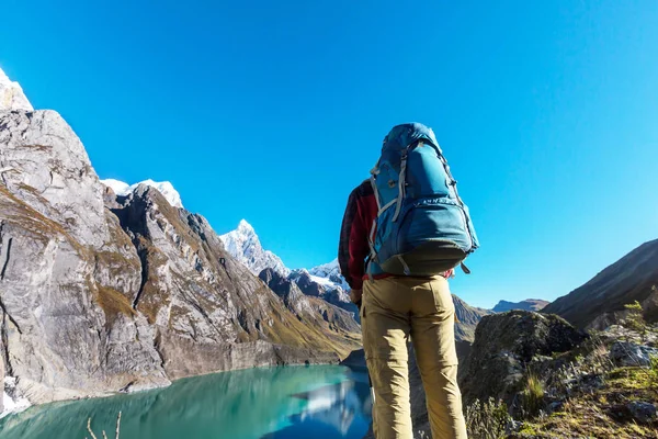 Turistická Scéna Horách Cordillera Peru — Stock fotografie