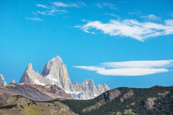Híres Cerro Fitz Roy Egyik Legszebb Legnehezebb Akcentussal Sziklás Csúcs — Stock Fotó