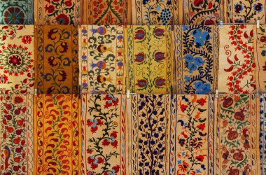 Buhara, Özbekistan'a halı Dükkanı.