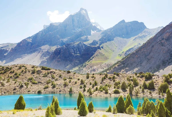 Krásné Klidné Jezero Fanns Hory Větev Pamir Tádžikistánu — Stock fotografie