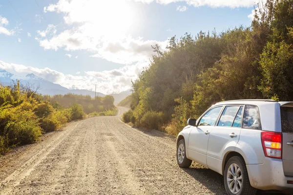 Hermoso Paisaje Montañoso Largo Carretera Grava Carretera Austral Sur Patagonia — Foto de Stock