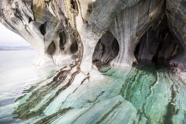 Cuevas Mármol Inusuales Lago General Carrera Patagonia Chile Carretera Viaje —  Fotos de Stock