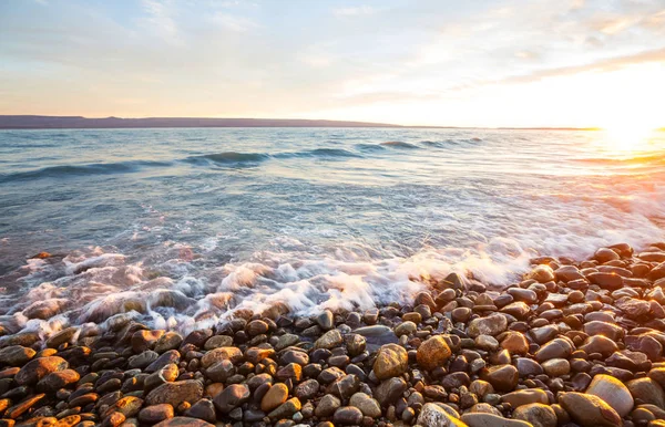 Escénica Puesta Sol Colores Costa Del Mar Bueno Para Fondo — Foto de Stock