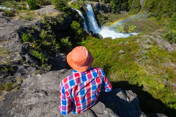 Muž Túře Oblasti Sopek Araucania Chile Jižní Amerika — Stock fotografie