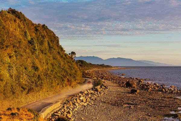 Lindas Montanhas Paisagem Longo Estrada Cascalho Carretera Austral Sul Patagônia — Fotografia de Stock