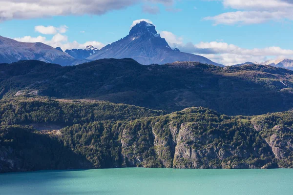 Gyönyörű Hegyek Táj Mentén Kavicsos Carretera Ausztrál Dél Patagónia Chile — Stock Fotó