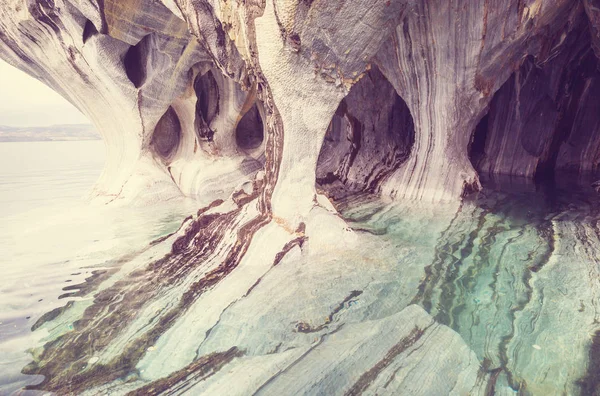 Niezwykłe Marmurowe Jaskinie Jeziorze General Carrera Patagonia Chile Carretera Austral — Zdjęcie stockowe