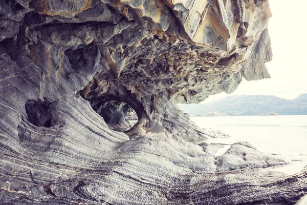 General Carrera Patagonya Şili Gölünde Alışılmadık Mermer Mağaraları Carretera Austral — Stok fotoğraf